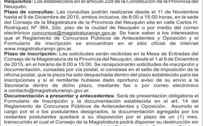 Consejo de la Magistratura de Neuquén-Concurso Nº 112