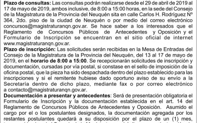 LLAMADO A CONCURSO DEFENSOR CIVIL EN NEUQUEN